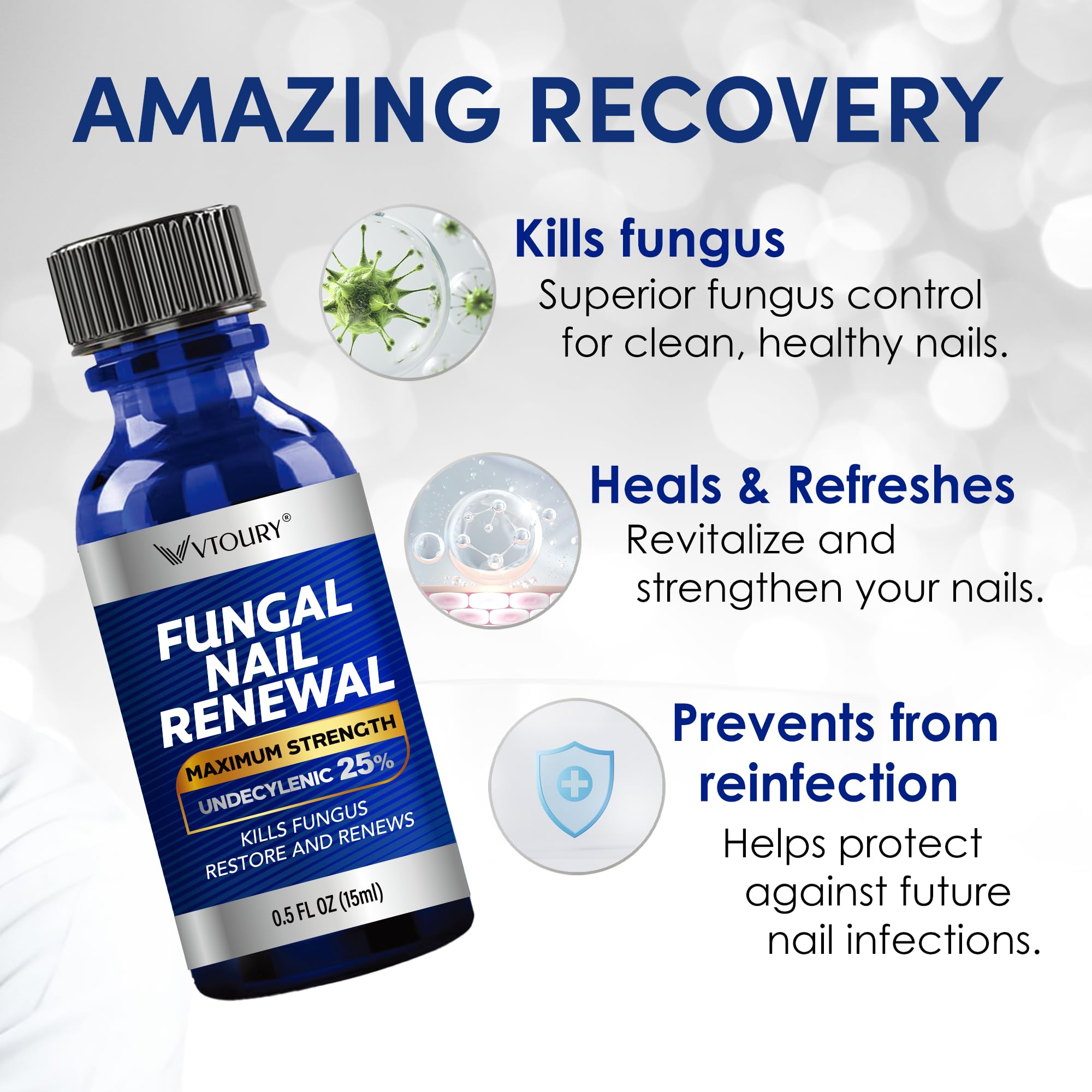 VTROUY Toenail Fungus Treatment Extra Strength – 25% Undecylenic Acid & Tea Tree Oil