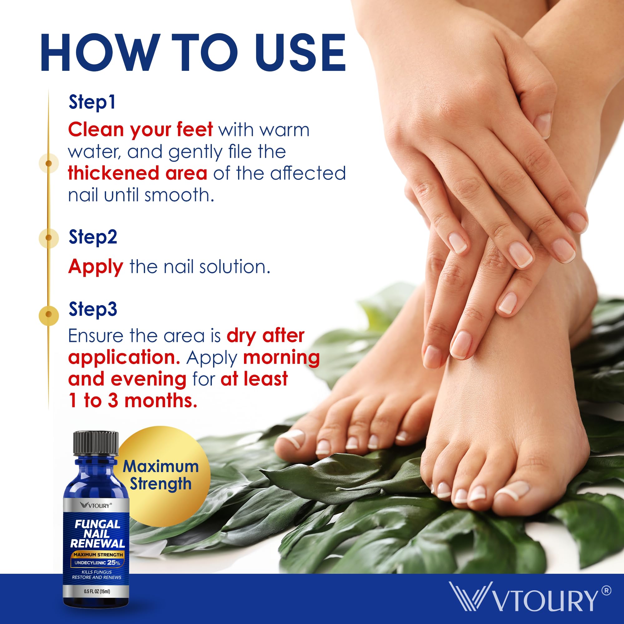 VTROUY Toenail Fungus Treatment Extra Strength – 25% Undecylenic Acid & Tea Tree Oil