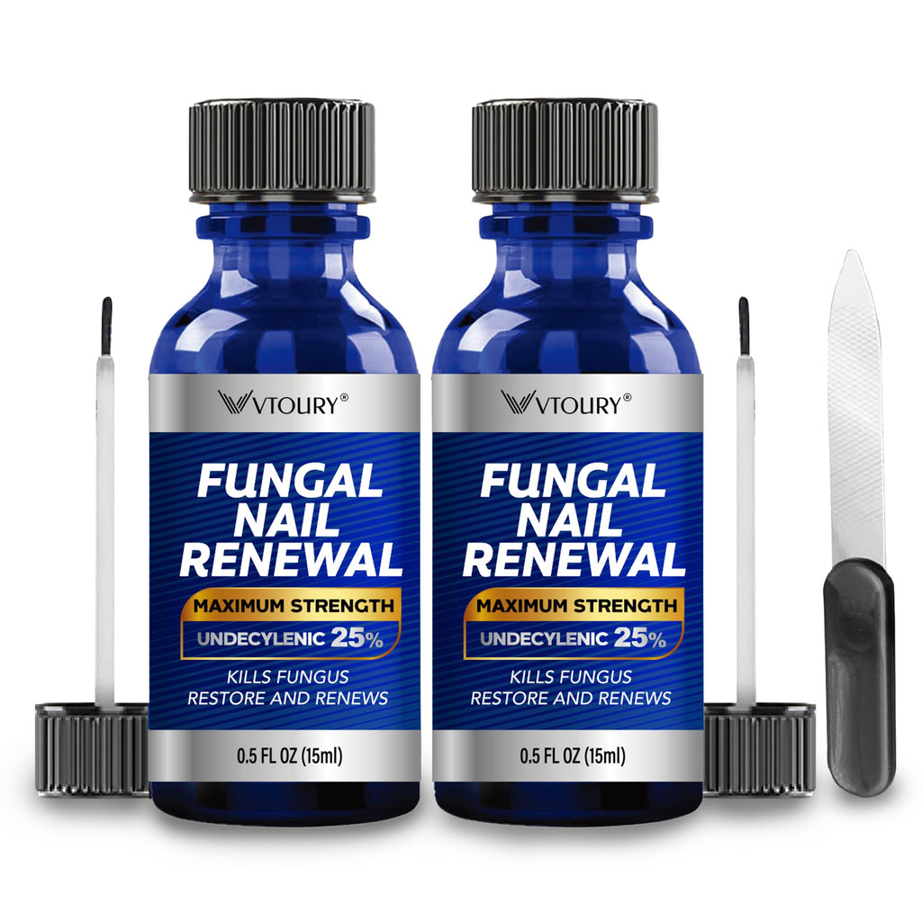 VTROUY Toenail Fungus Treatment Extra Strength – 2-Bottle Set with 25% Undecylenic Acid & Tea Tree Oil
