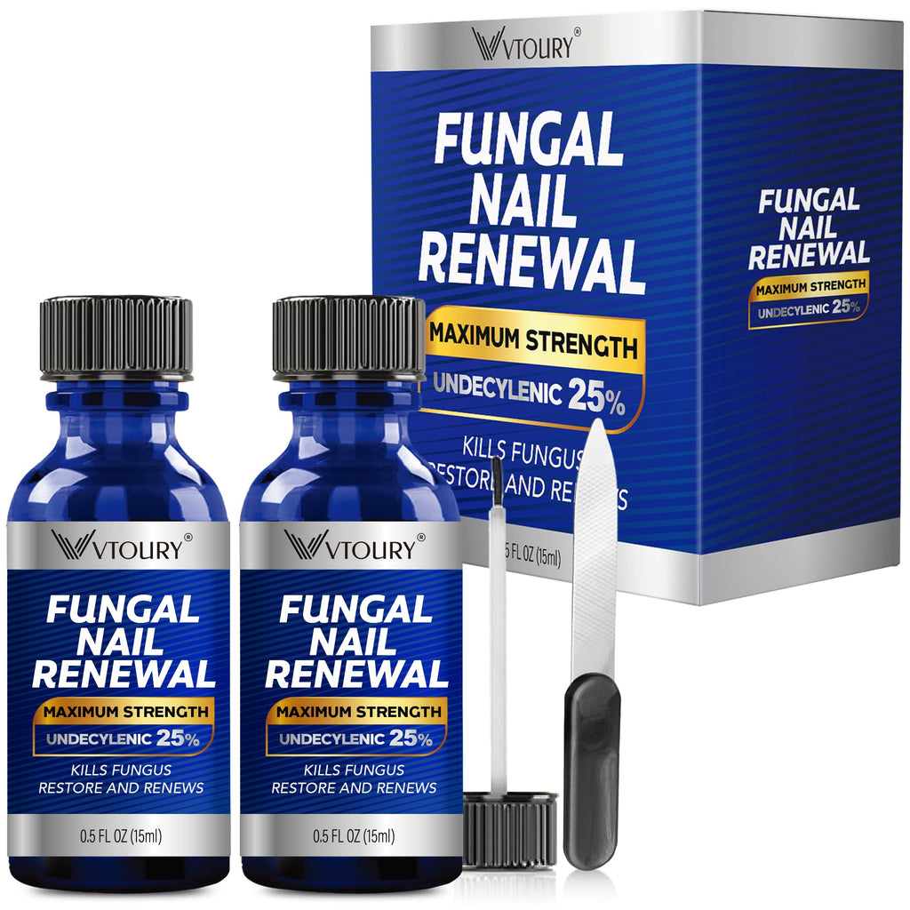 VTROUY Toenail Fungus Treatment Extra Strength – 2 Bottle Nail & Toe Solution with 25% Undecylenic Acid & Tea Tree Oil