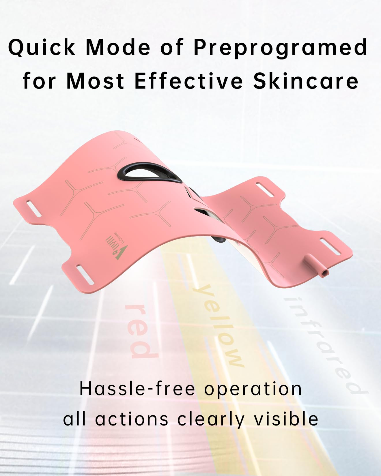V VYM by Clinmate Infrared Therapy Mask – Ultra-Thin Red Light Face Mask, 830nm/633nm/590nm, Rechargeable