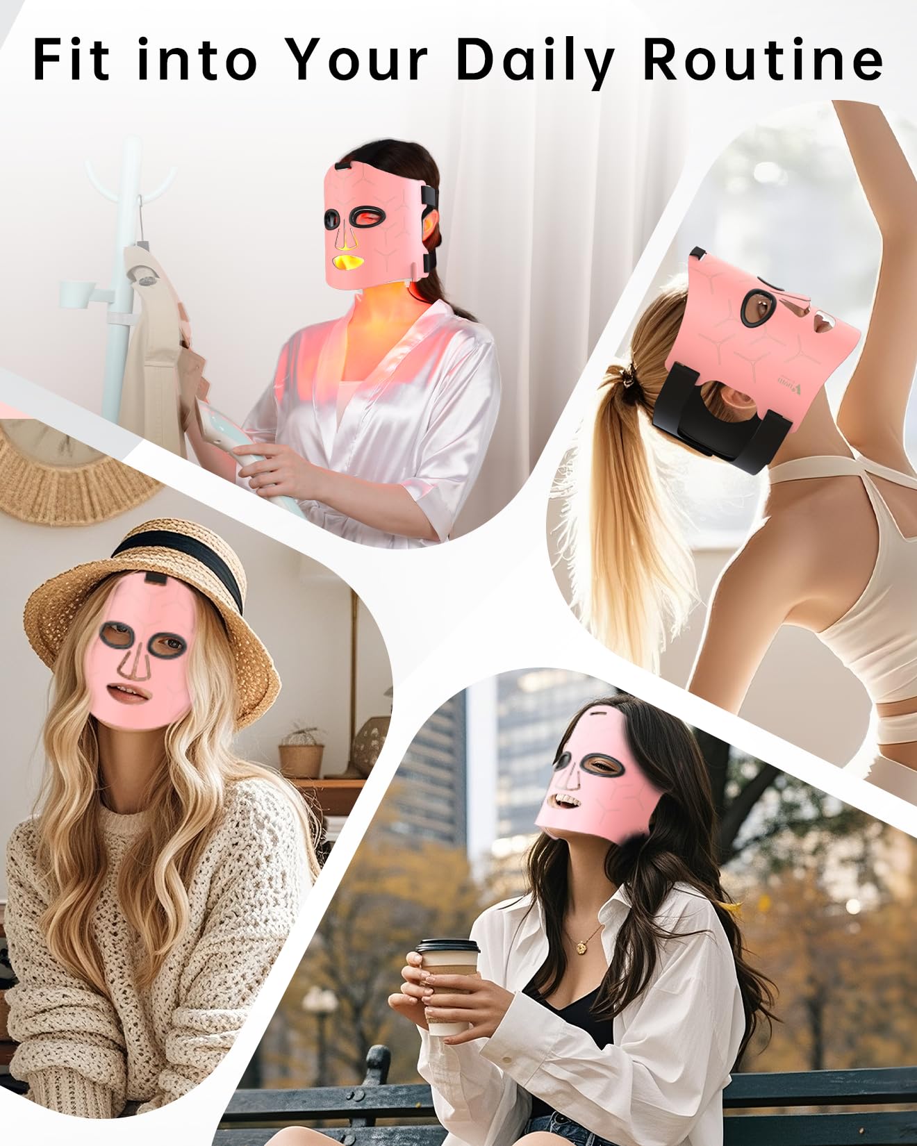 V VYM by Clinmate Infrared Therapy Mask – Ultra-Thin Red Light Face Mask, 830nm/633nm/590nm, Rechargeable