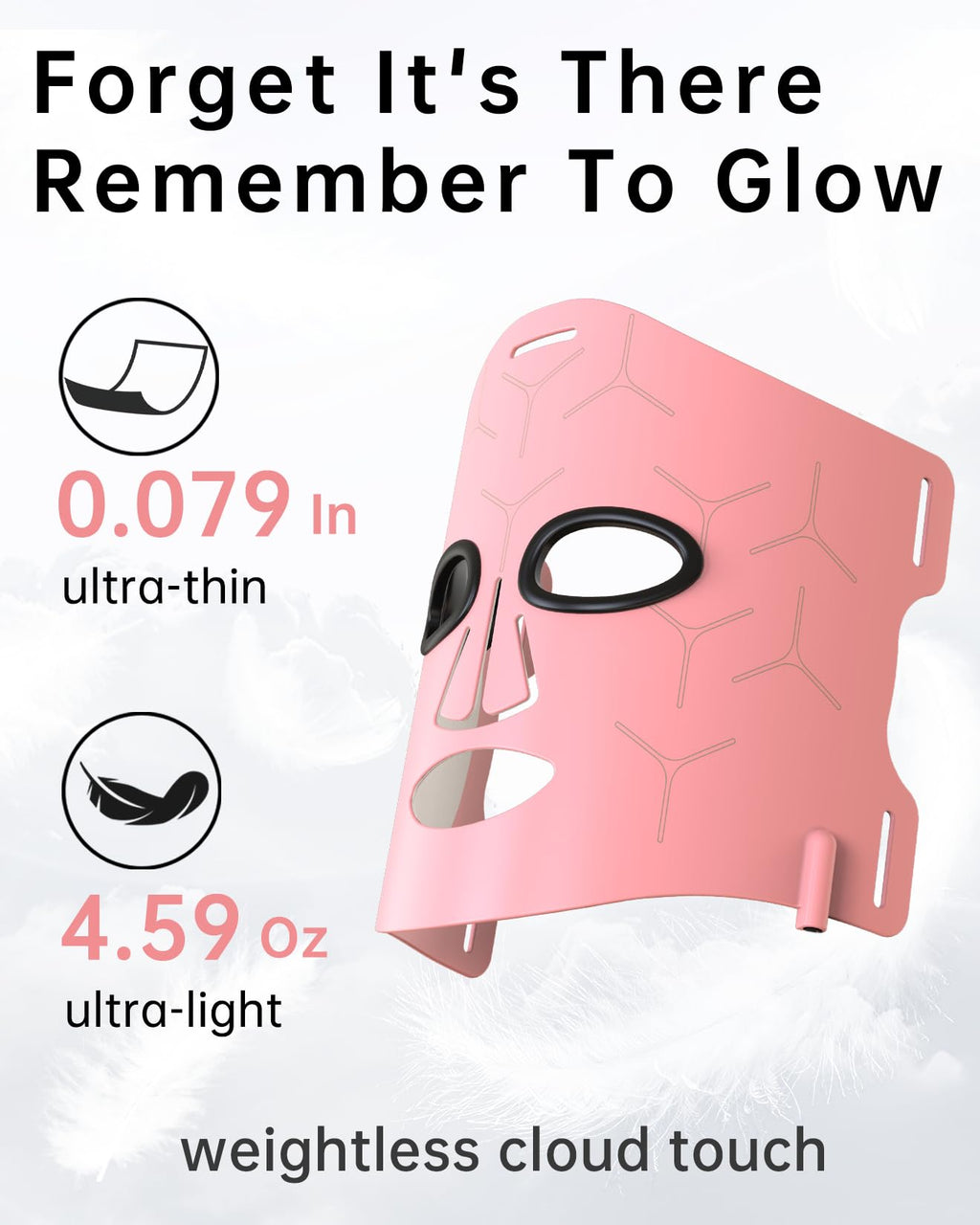 V VYM by Clinmate Infrared Therapy Mask – Ultra-Thin Red Light Face Mask, 830nm/633nm/590nm, Rechargeable
