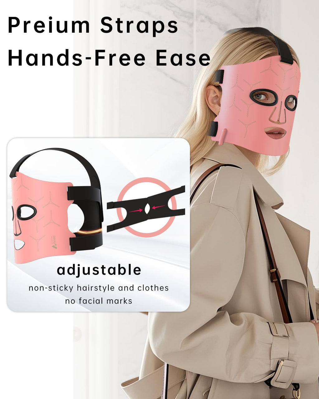 V VYM by Clinmate Infrared Therapy Mask – Ultra-Thin Red Light Face Mask, 830nm/633nm/590nm, Rechargeable