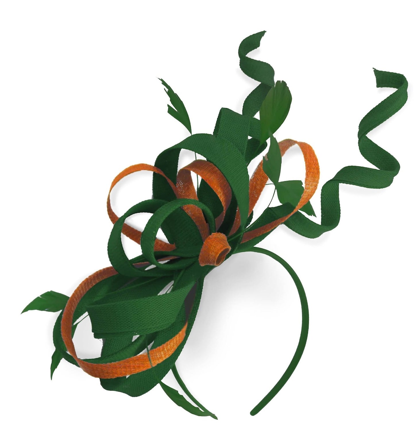 Caprilite Green and Burnt Orange Wedding Swirl Fascinator Headband Alice Band Ascot Races Loop Net