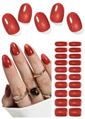 Wahrshei Semi Cured Gel Nail Strips – Red Cat Eye, 20pcs UV Sticker for DIY Home Manicure
