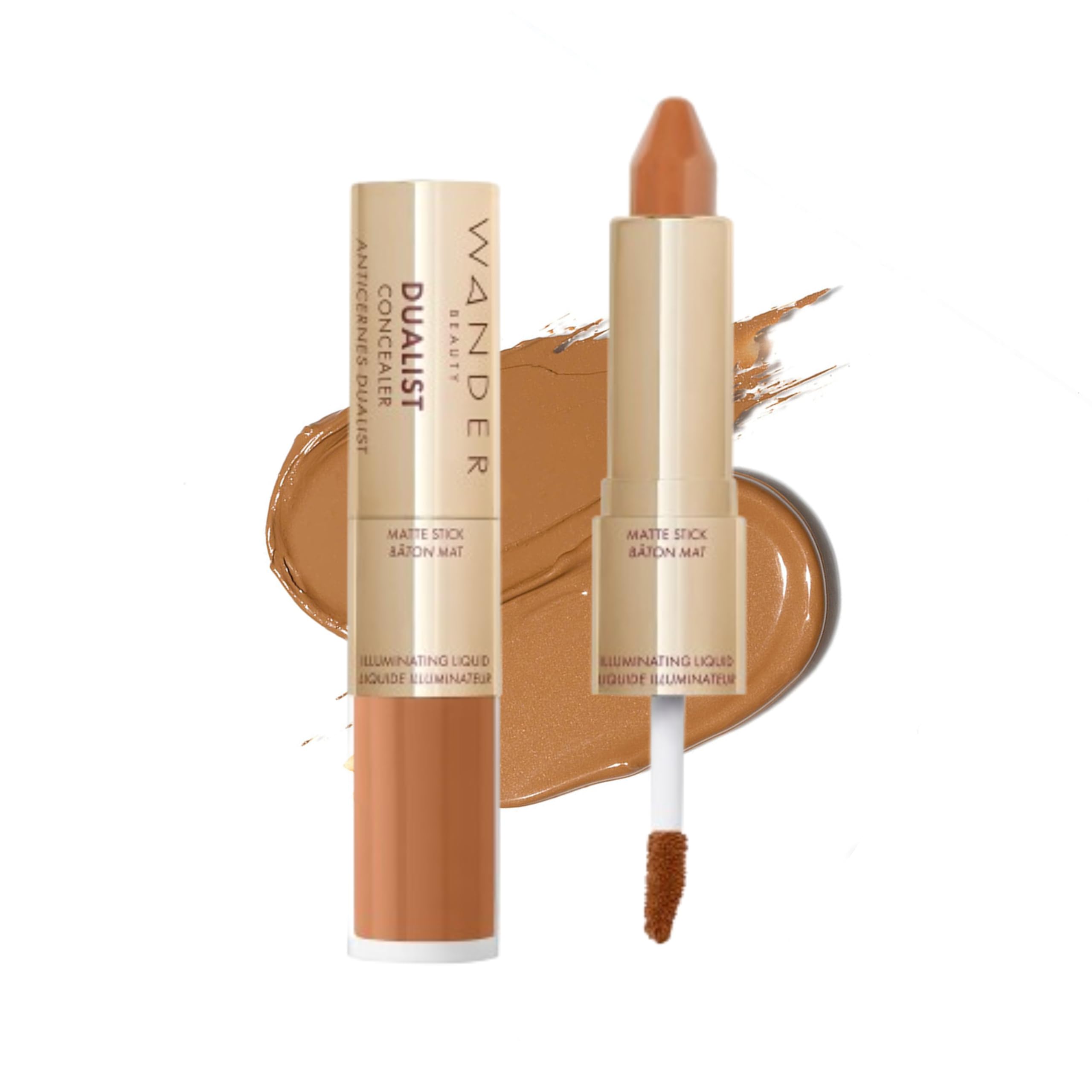 Wander Beauty Dualist Matte & Illuminating Concealer Deep – Dual-Ended Full Coverage Concealer Stick