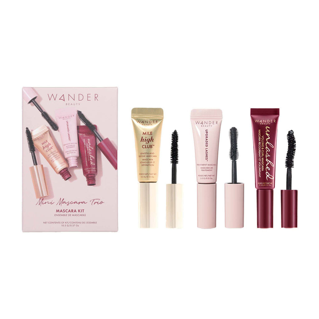 Wander Beauty Mini Mascara Trio – Travel-Size Lash Set for Length, Volume & Curl