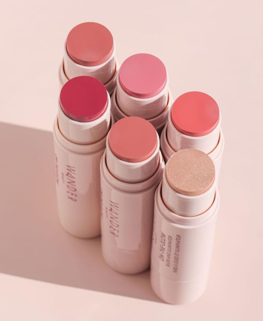 Wander Beauty On-the-Glow Blush & Illuminator – Strawberry Fields / Nude Glow | 7-in-1 Hydrating Cream Stick