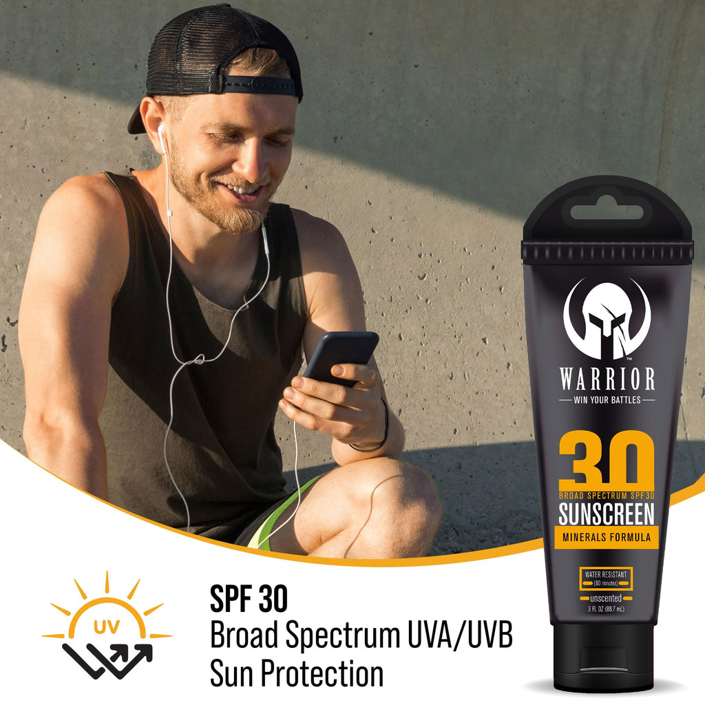 Warrior SPF 30 Mineral Sunscreen Lotion - Water Resistant, Reef Safe (3 oz)