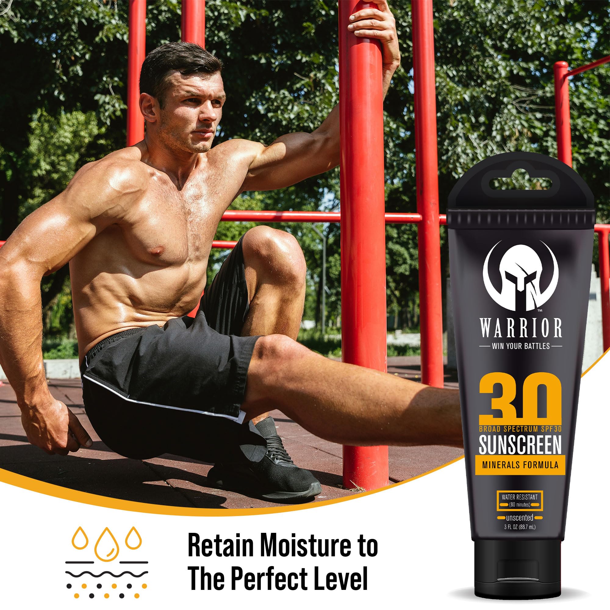 Warrior SPF 30 Mineral Sunscreen Lotion - Water Resistant, Reef Safe (3 oz)