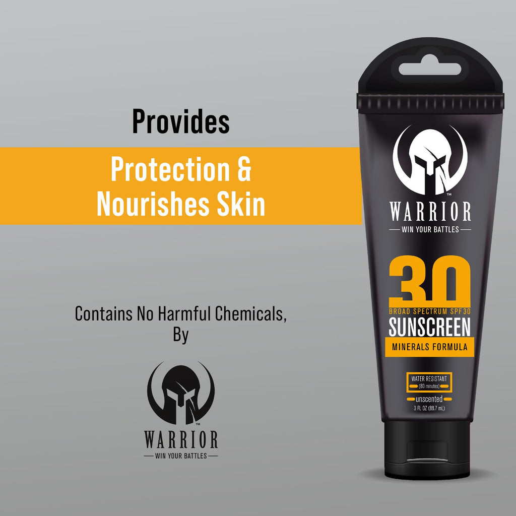 Warrior SPF 30 Mineral Sunscreen Lotion - Water Resistant, Reef Safe (3 oz)