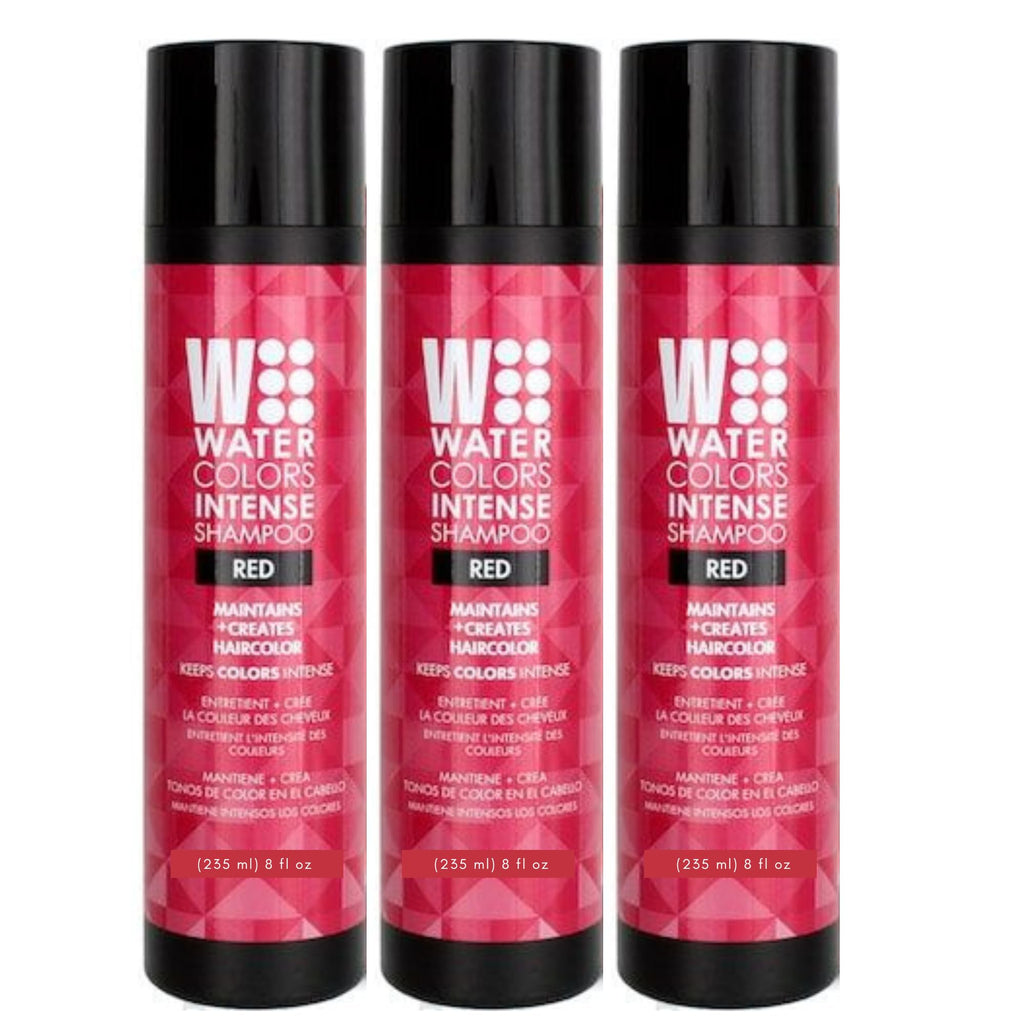 Watercolors Intense Color Depositing Shampoo – Sulfate & Paraben Free, Red 8.5 oz (Pack of 3)
