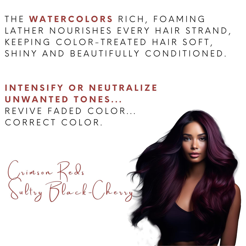 Watercolors by Tressa 3-in-1 Color Depositing Shampoo – Crimson Splash | 2 Count, 8 fl oz
