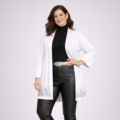 Open Front Jacket / Cardigan with Sequin Hem