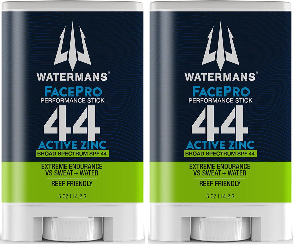 WATERMAN'S FacePro SPF 44 Mineral Sunscreen Stick – Reef Safe, Broad Spectrum (Pack of 2)