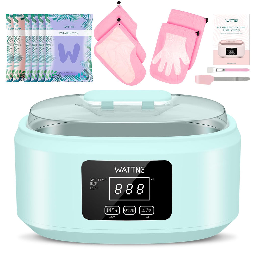Wattne Paraffin Wax Machine for Hands & Feet | Auto-Heat & Keep-Warm Kit (Green)
