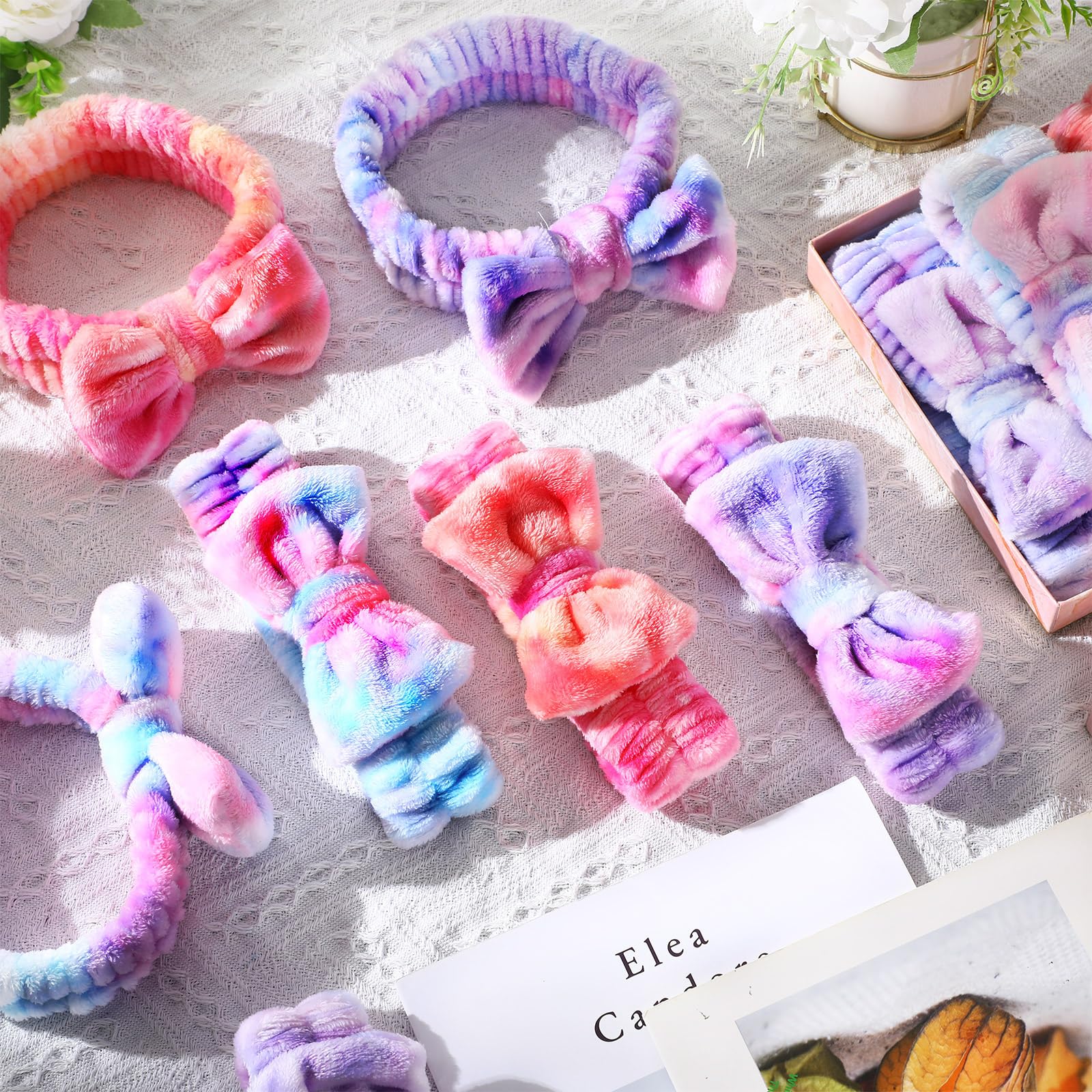 Wavyknot 25 Pcs Spa Headbands Bulk — Soft Coral Fleece Makeup Hairbands for Skincare & Makeup
