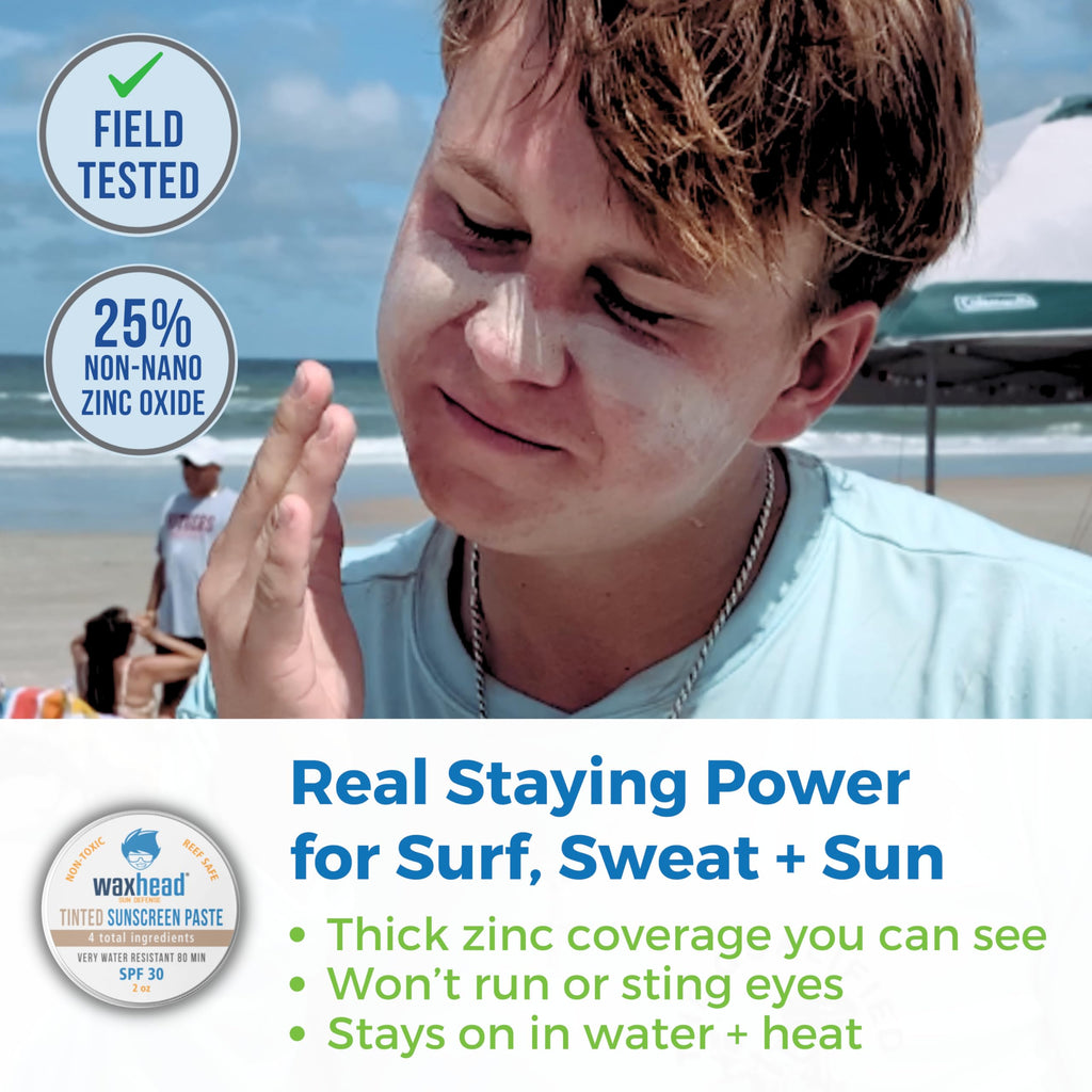 Waxhead Tinted Zinc Oxide Surf Sunscreen SPF 30 for Face | 4-Ingredient Reef-Safe Zinc Paste (2oz Tin)