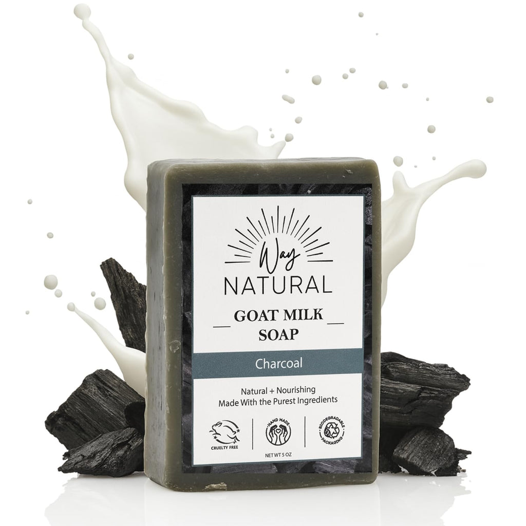 Way Natural Activated Charcoal Soap Bar with Goat Milk – Handmade 5oz, No Dyes
