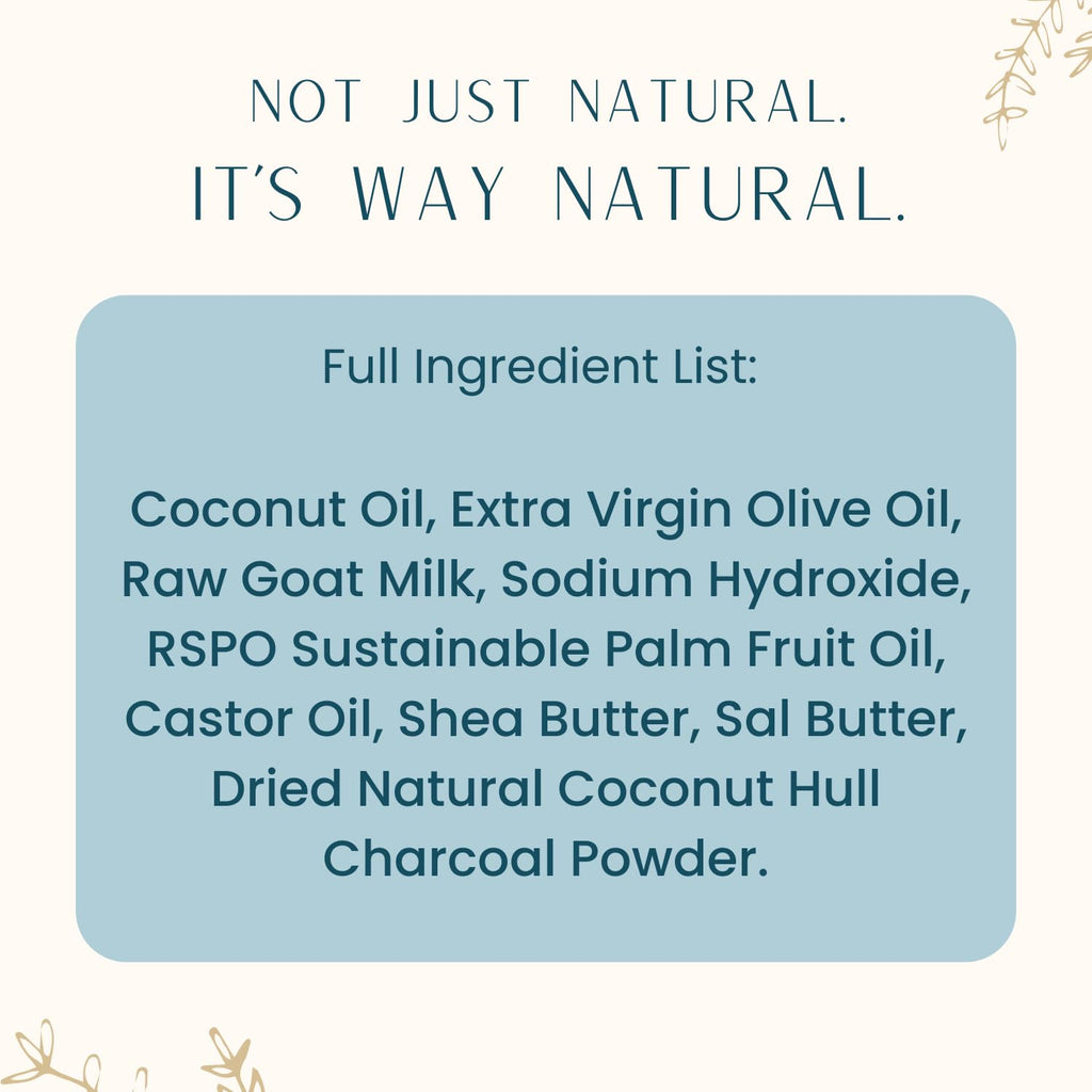 Way Natural Activated Charcoal Soap Bar with Goat Milk – Handmade 5oz, No Dyes