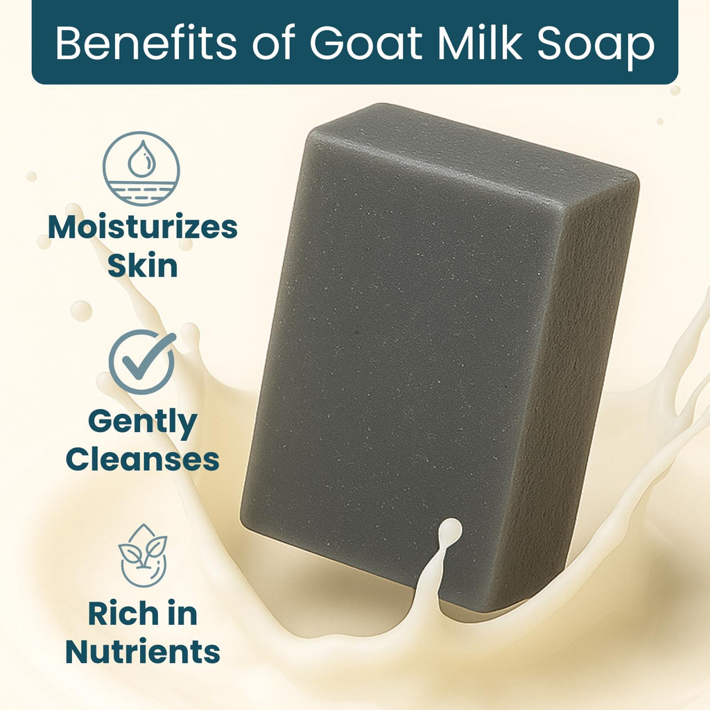 Way Natural Activated Charcoal Soap Bar with Goat Milk – Handmade 5oz, No Dyes