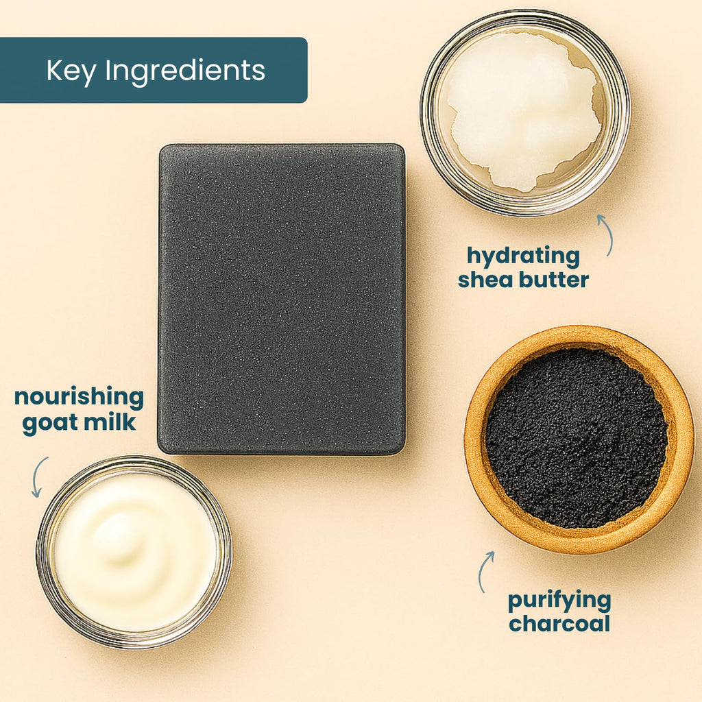 Way Natural Activated Charcoal Soap Bar with Goat Milk – Handmade 5oz, No Dyes