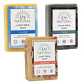 Way Natural Goat Milk Soap Bar 3-Pack – Sandalwood, Charcoal & Unscented | Handmade 5oz