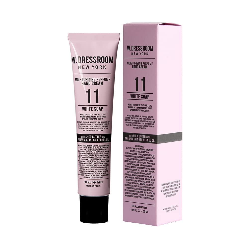 W.Dressroom Moisturizing Hand Cream — Non-Greasy, Quick-Absorbing, Travel Size 50 ml (No.11 White Soap Scent)