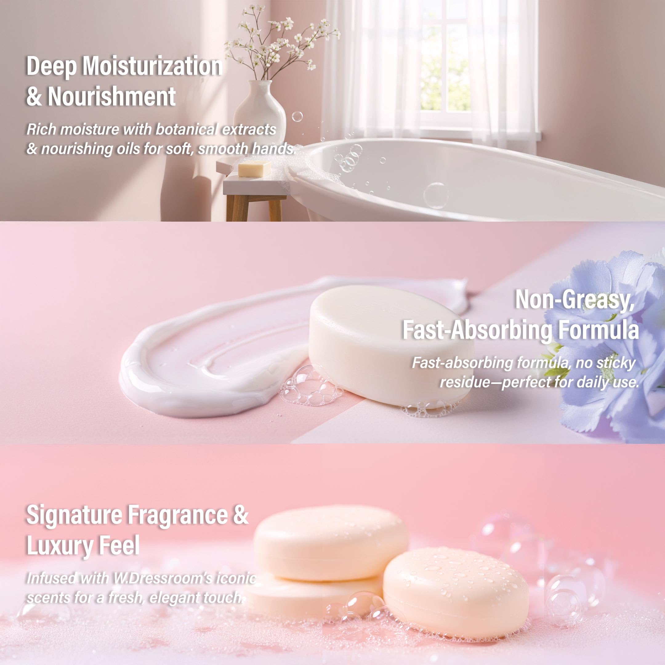W.Dressroom Moisturizing Hand Cream — Non-Greasy, Quick-Absorbing, Travel Size 50 ml (No.11 White Soap Scent)