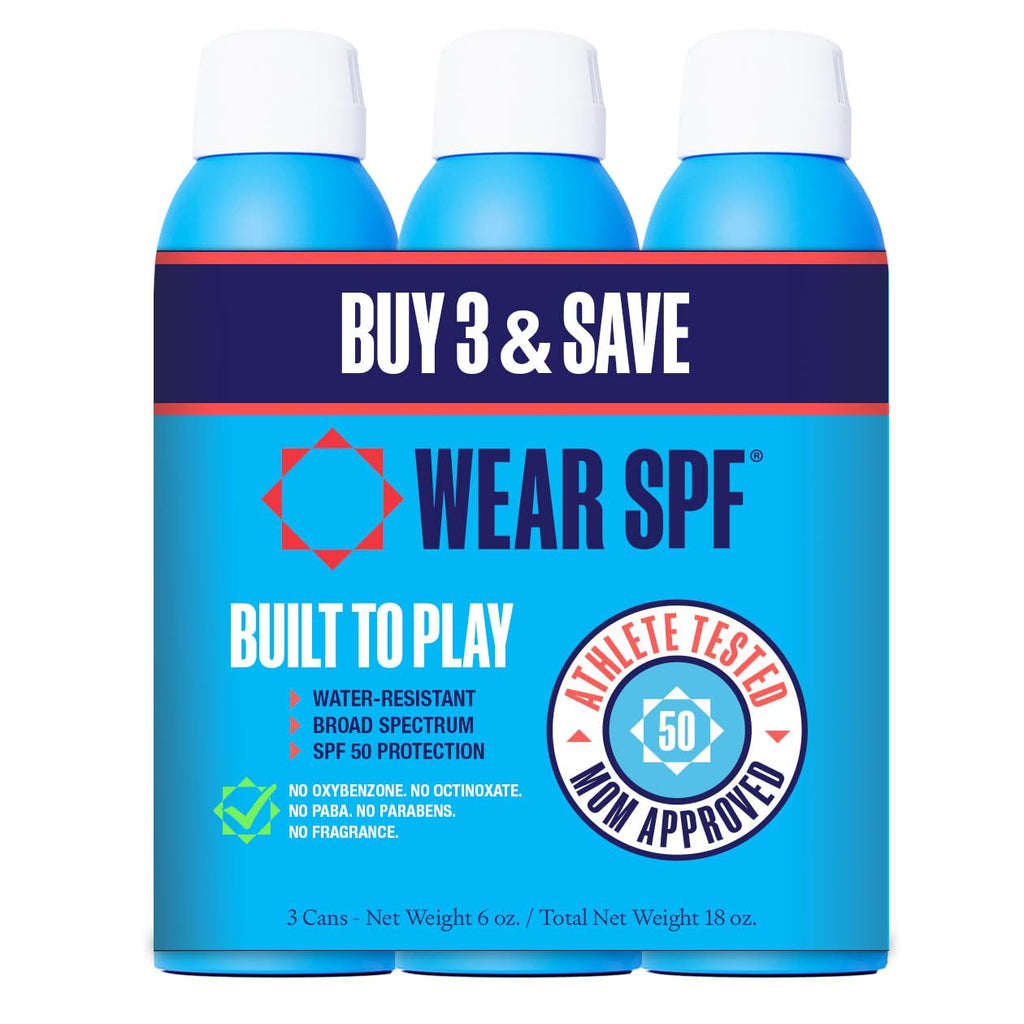 WearSPF Performance Sport Sunscreen Spray – SPF 50, Sweat-Resistant, 3-Pack