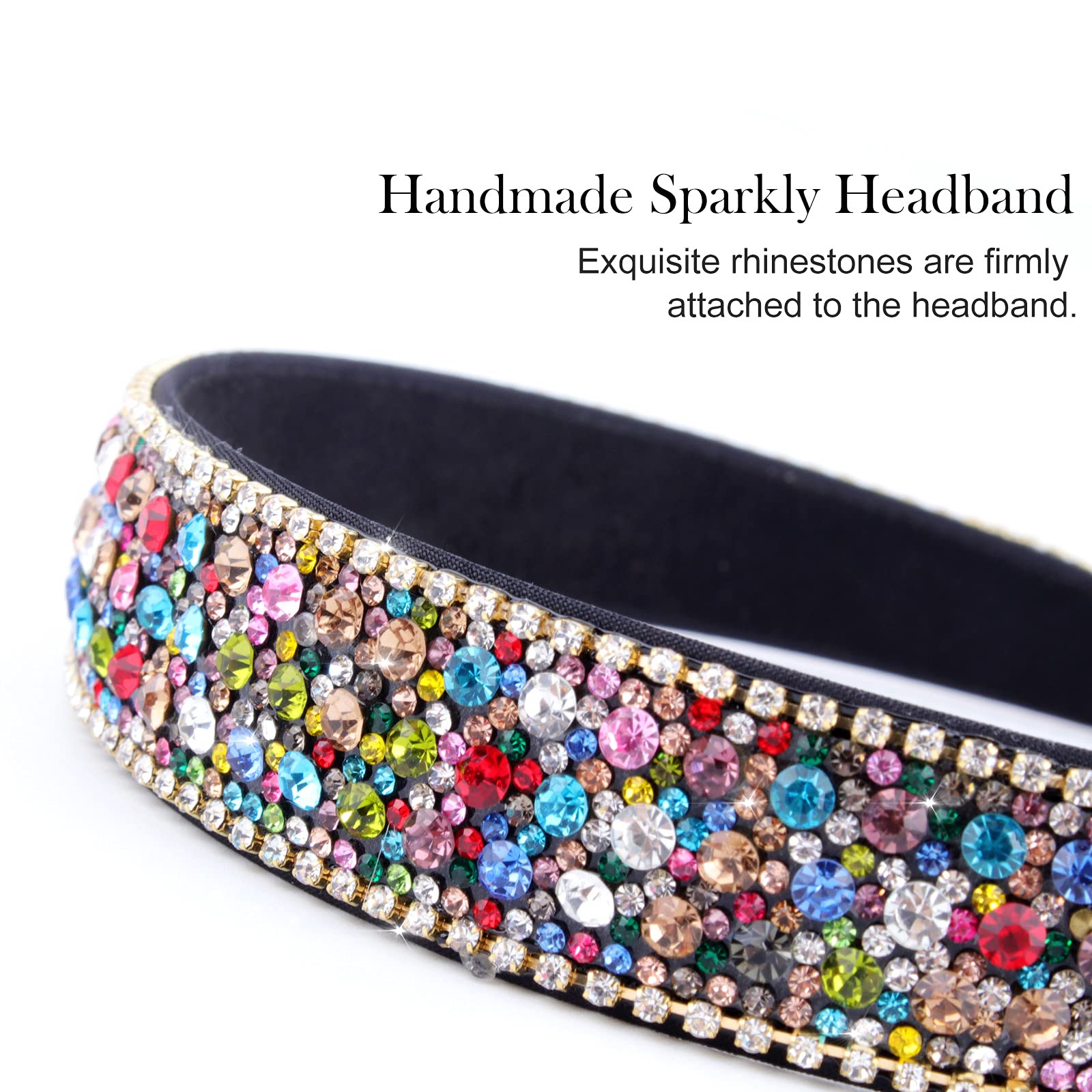 Wecoe Rhinestone Headband for Women – Crystal Bling Padded, Glitter Sparkle, Mixed Color