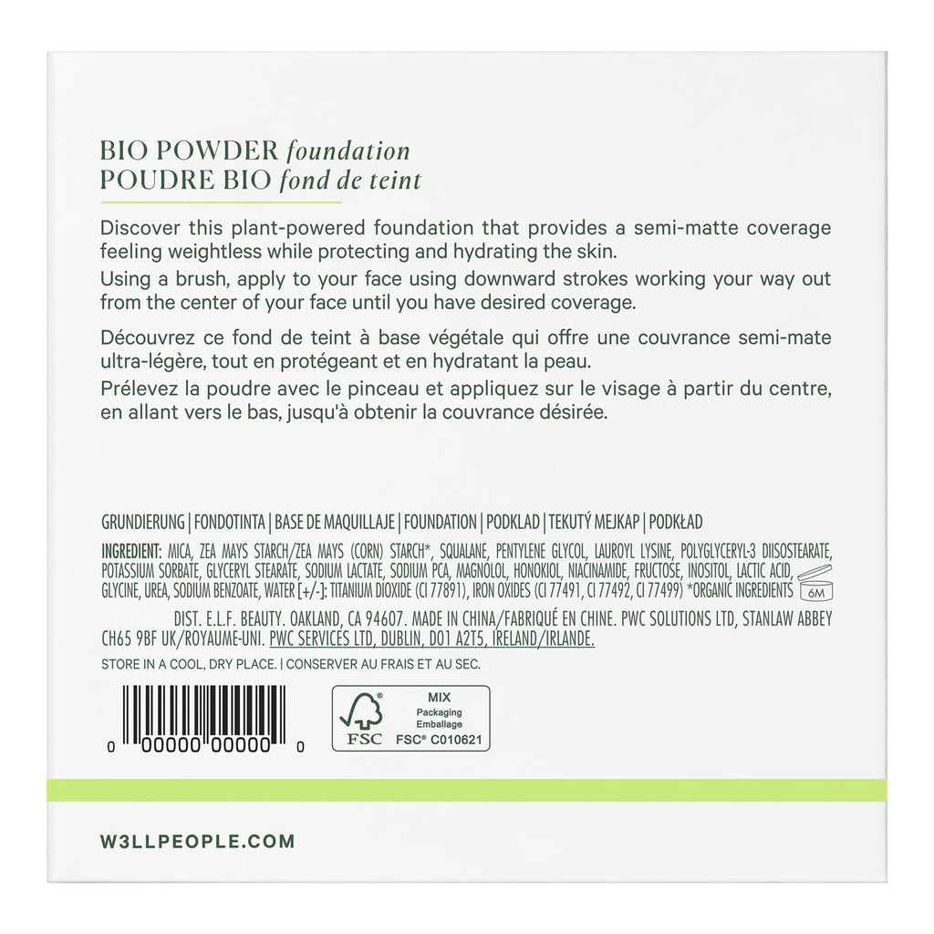 Well People Bio Powder Foundation | Lightweight, Hydrating Semi-Matte Finish | 10N | Vegan & Cruelty-Free