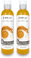 Well's Oil Rice Bran Oil — 100% Pure Carrier Oil, Refined & Cold Pressed, For Body, Skin & Hair (8 fl oz / 237 ml) Pack of 2