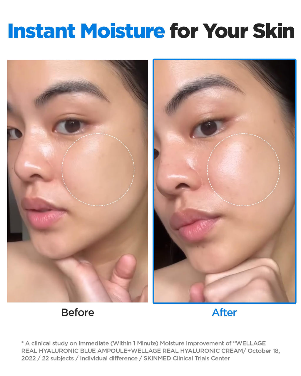 Wellage Real Hyaluronic Blue Ampoule 100% Hyaluronic Serum - Fragrance-Free for Sensitive Dry Skin