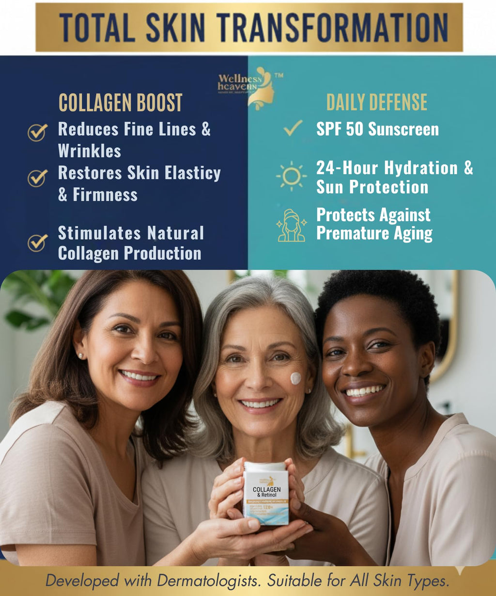Wellness Heavens Anti-Aging Face Moisturizer with SPF 50 – Collagen, Retinol & Hyaluronic Acid
