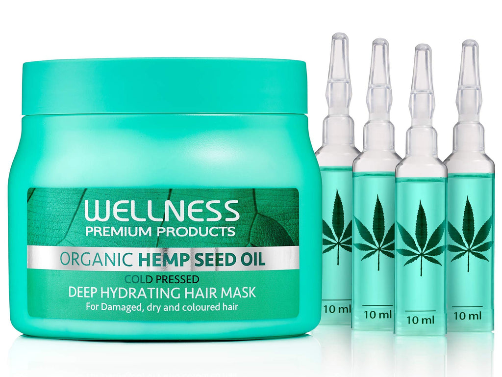 Wellness Premium Organic Hemp Seed Oil Deep Hydrating Hair Mask – Unisex, 16.91 fl oz | I0095757