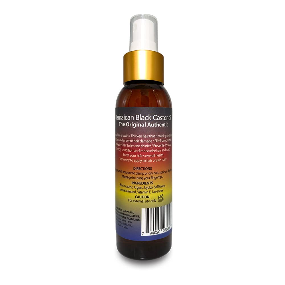 Well's Oil Lavender + Jamaican Black Castor Oil Spray – Hair Detangler & Leave-In Conditioner (Pack of 2, 4oz)
