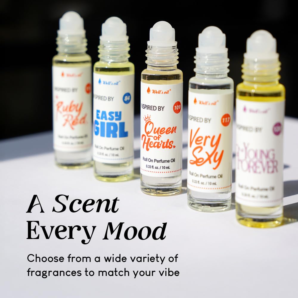 Well's Oil Roll-On Perfume Oil (Poppy) – Long-Lasting Fragrance, Paraben-Free, 10 ml