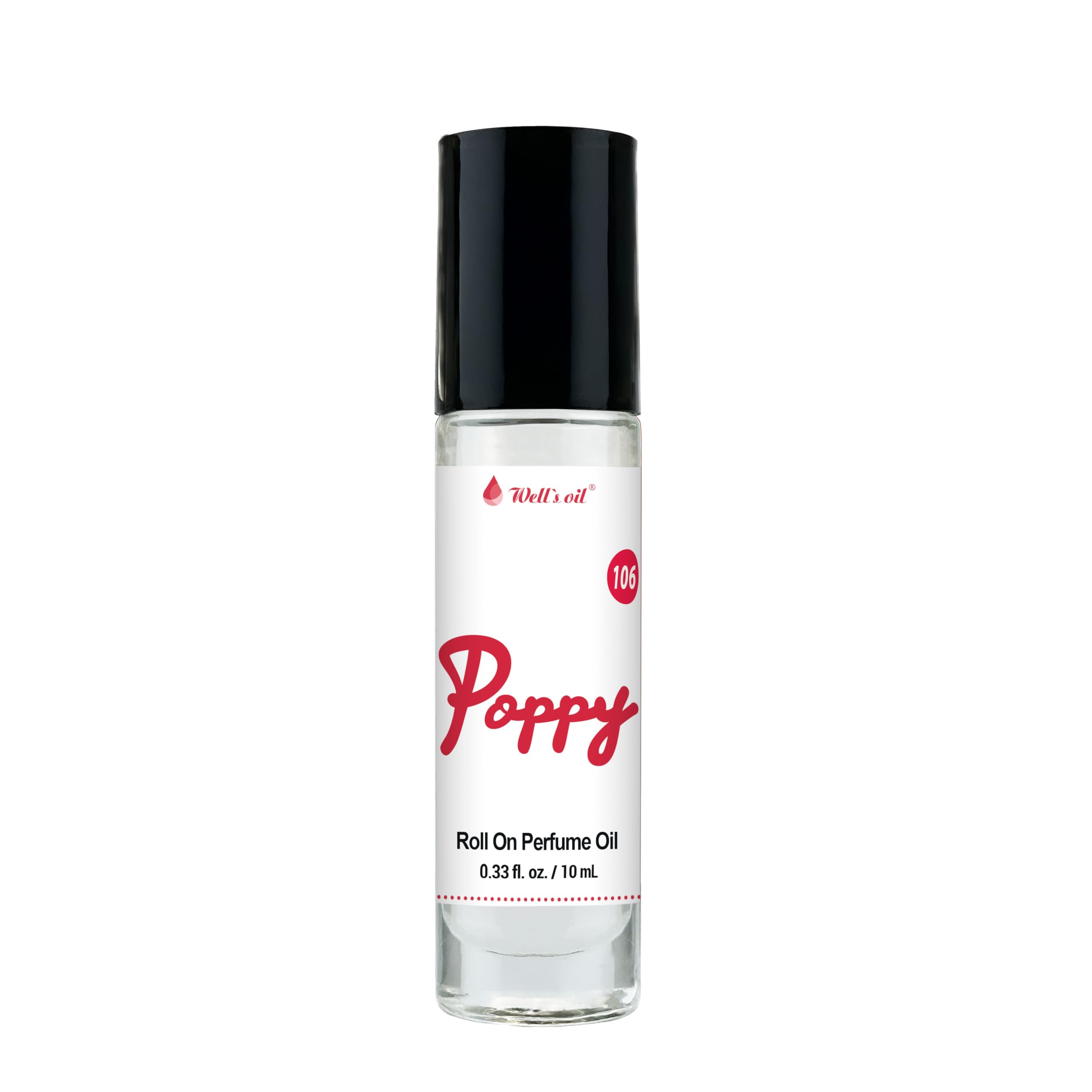 Well's Oil Roll-On Perfume Oil (Poppy) – Long-Lasting Fragrance, Paraben-Free, 10 ml