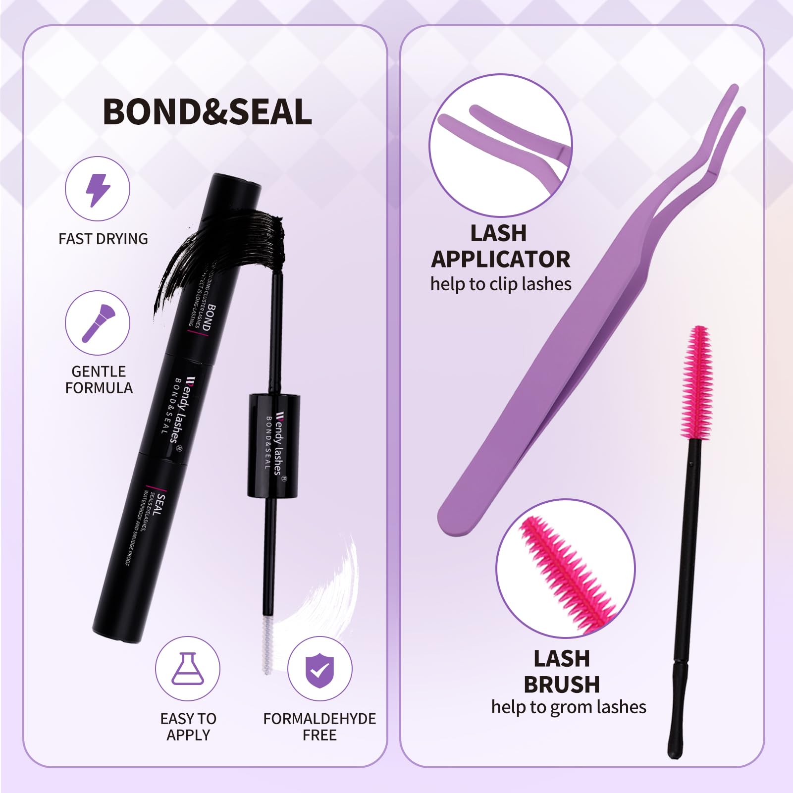 Wendy Lashes Lash Clusters Kit – DIY Home Extensions, Ultra-light, Natural Look, 12-16mm C Curl