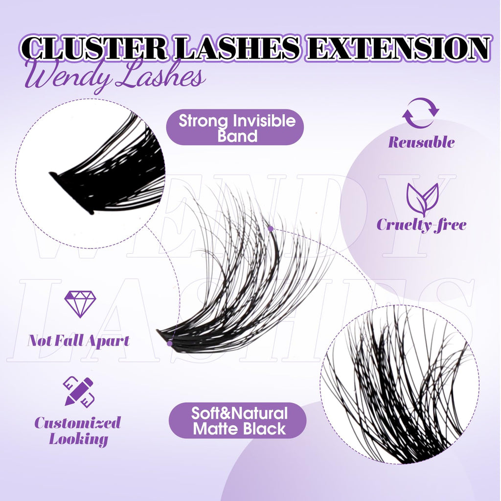Wendy Lashes Lash Clusters with Bottom Lashes - 60/80D C/D Curl, 12-18mm