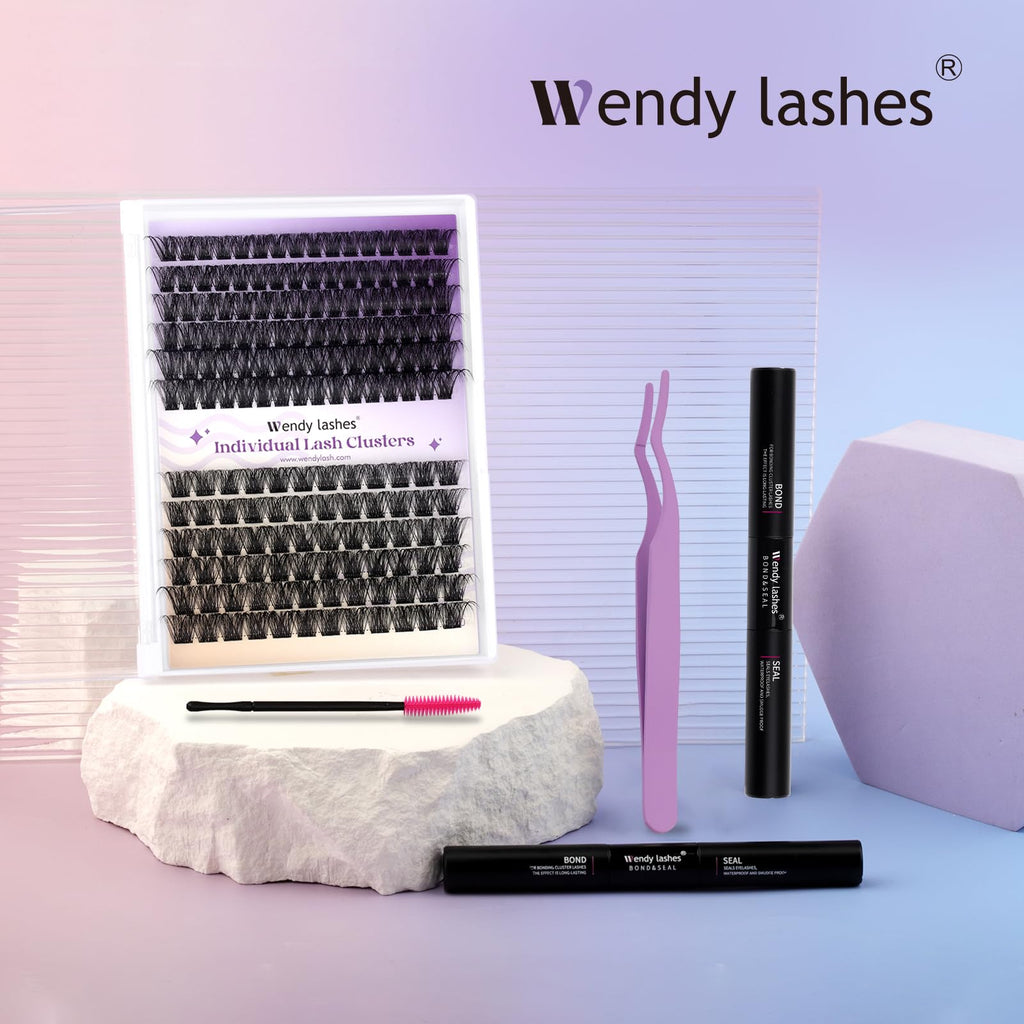Wendy Lashes Lash Clusters Kit – DIY Home Extensions, Ultra-light, Natural Look, 12-16mm C Curl