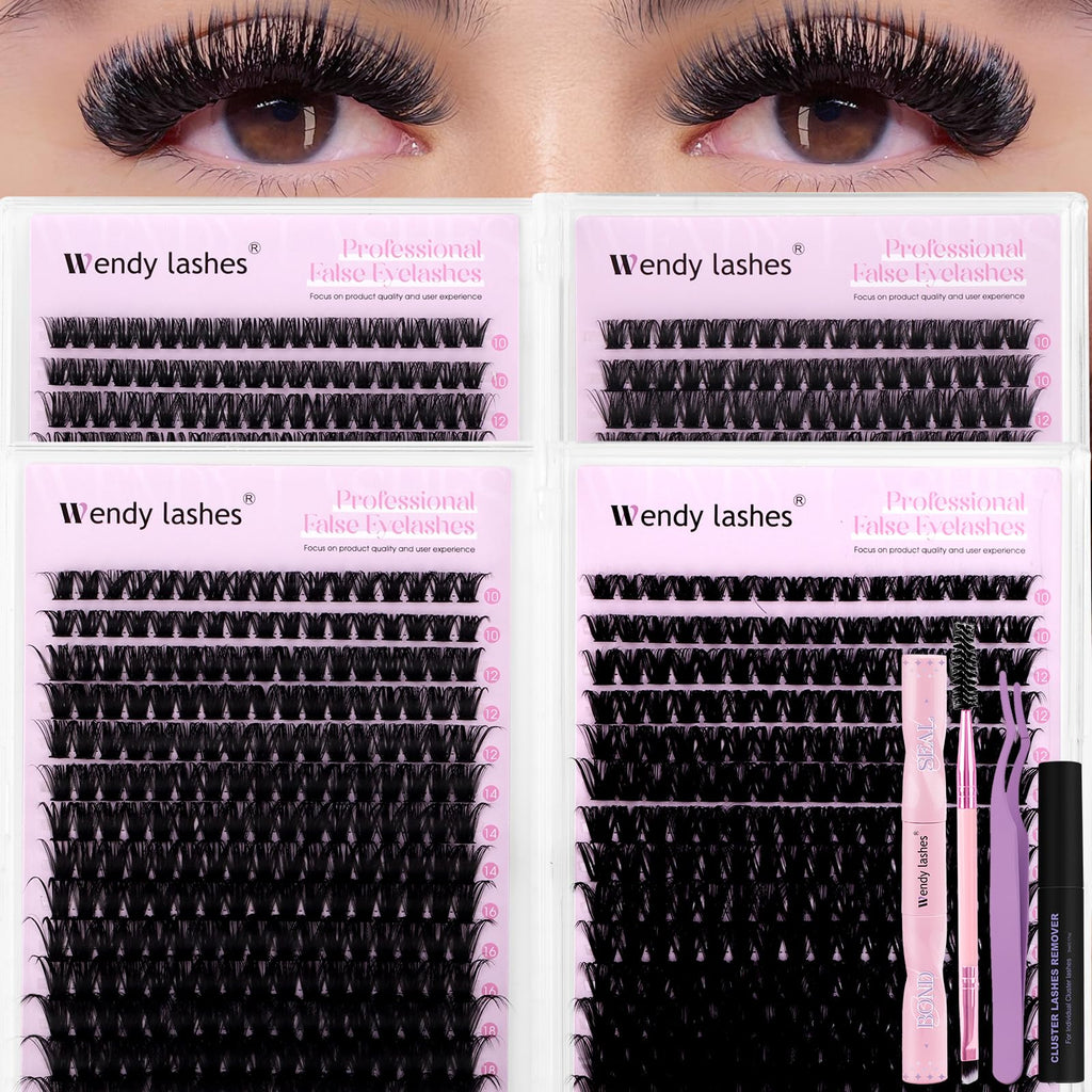 Wendy Lashes Clusters Kit Packs | 980-Pcs Bulk Lash Kit, 60D–100D, D Curl