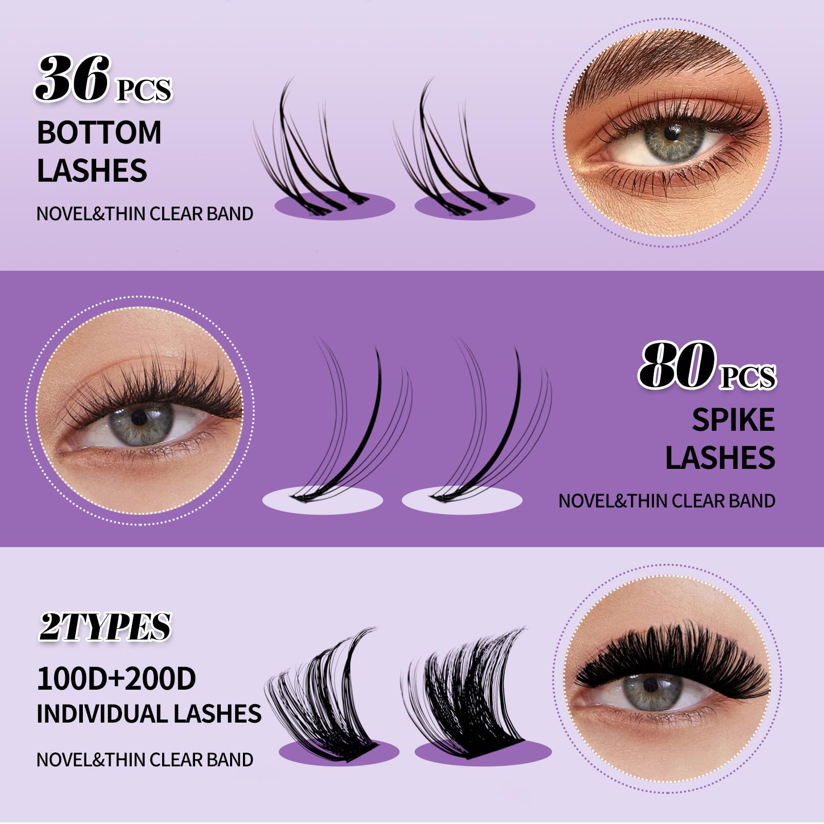 Wendy Lashes DIY Lash Extension Kit 100D/200D – 12-18mm Lash Clusters, Bond & Seal, Tweezers