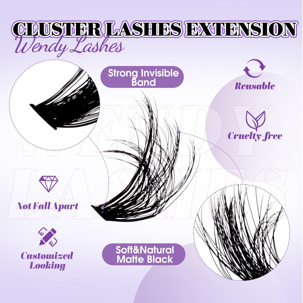Wendy Lashes Lash Clusters with Bottom Lashes – 40/50D C/D Curl 12–18mm