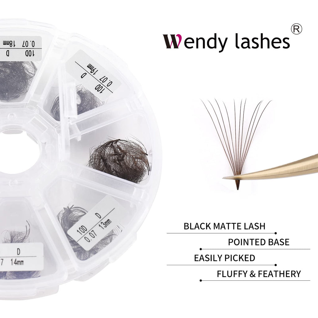 Wendy Lashes Premade 10D Mixed Volume Fans 0.07mm C/D Curl – 500PCS, Handmade