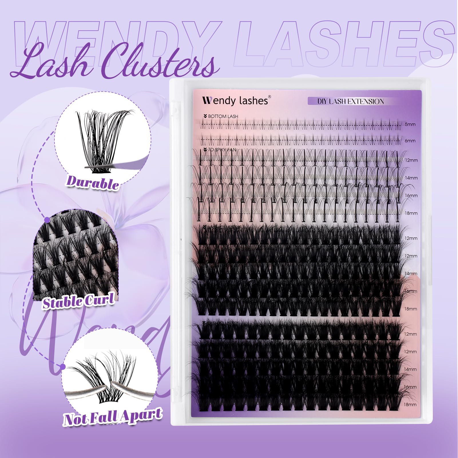 Wendy Lashes Lash Clusters with Bottom Lashes - 60/80D C/D Curl, 12-18mm