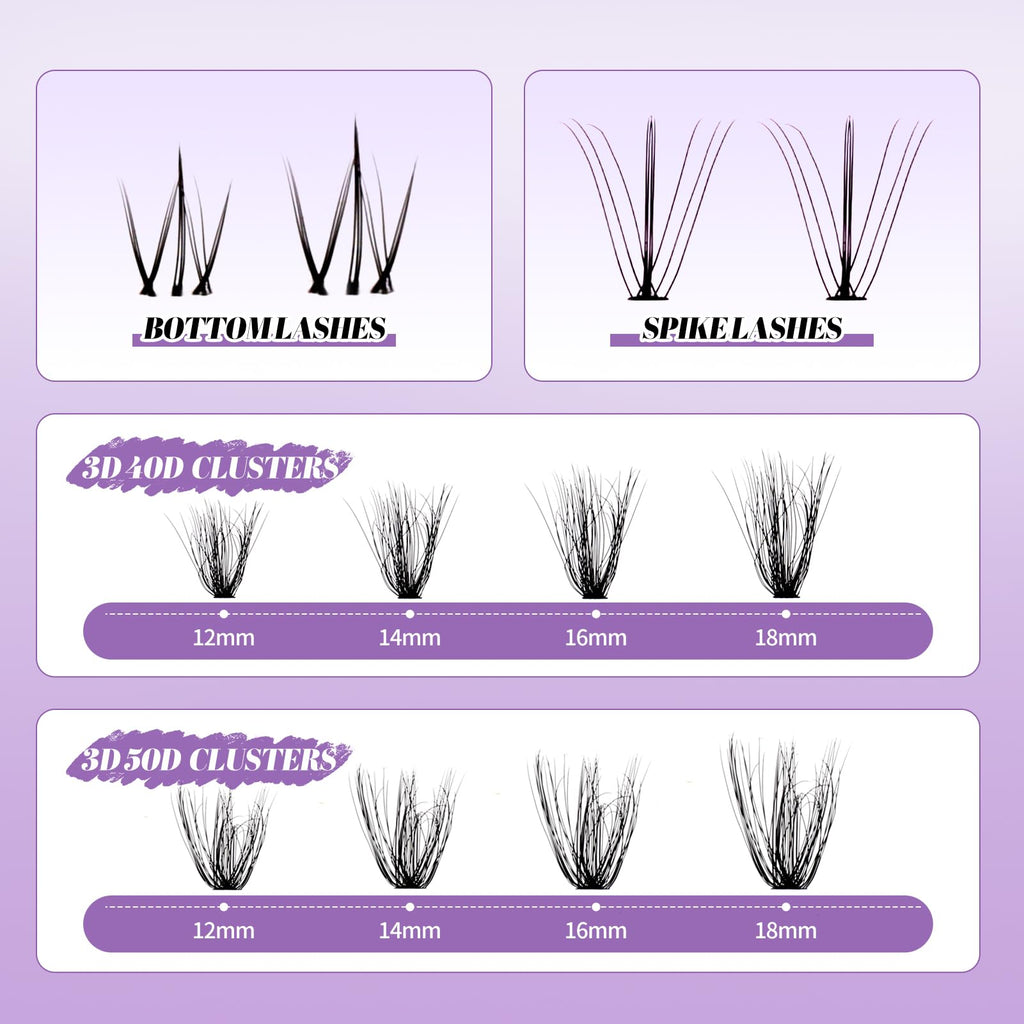 Wendy Lashes Lash Clusters with Bottom Lashes – 40/50D C/D Curl 12–18mm