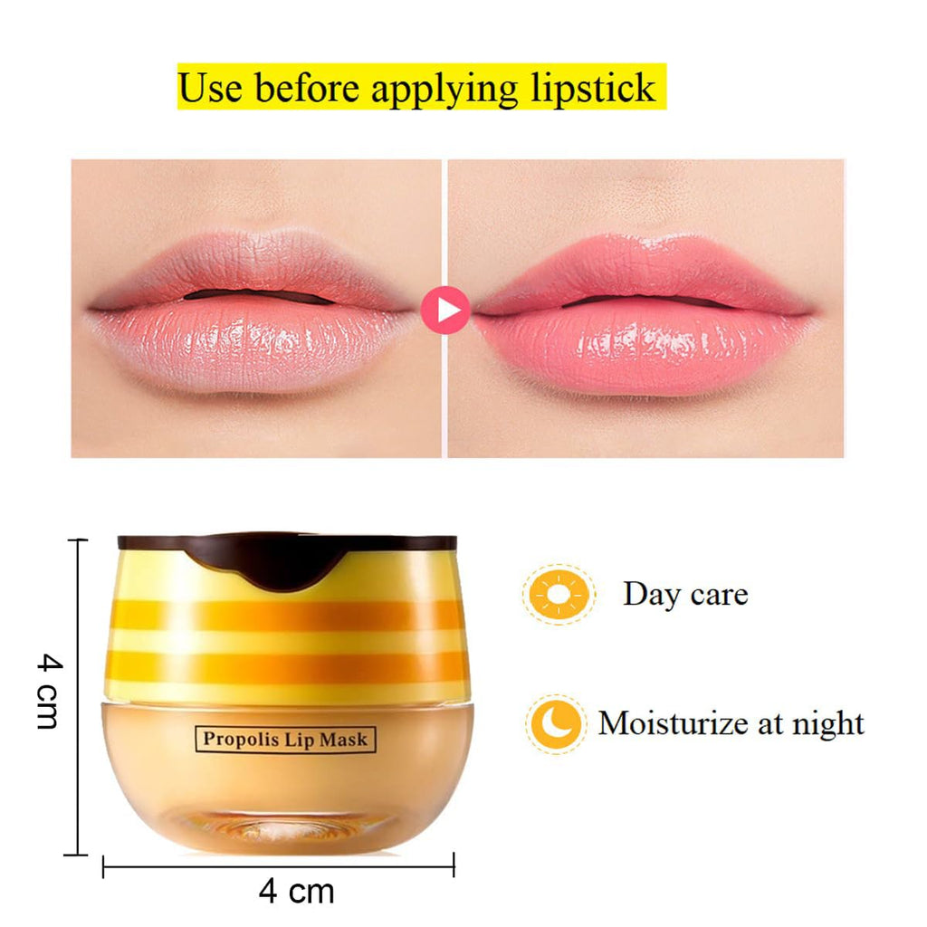 WenFeng 4-Pack Bee Lip Balm Honey Pot with Propolis – Moisturizing Lip Mask for Dry & Chapped Lips